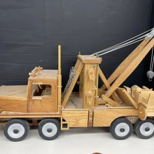 Hand Crafted Wooden Tow Truck with Moving Parts