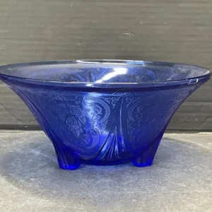 Cobalt Blue Depression Glass Footed Bowl
