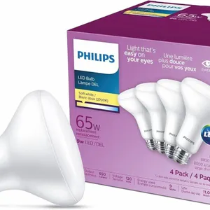 New Philips LED 65W BR30 Soft White (2700K)-4 Pack
