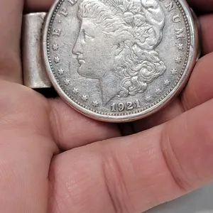 US Morgan 1921 S SILVER DOLLAR Monogrammed Money Clip. Cash Not Included. OB
