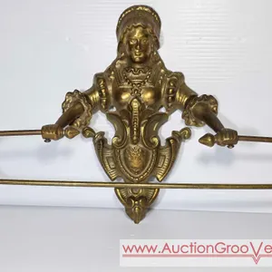 Victorian Woman Figural Brass Towel Rack. 15 x 4 x 11. A1-4