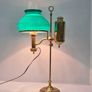 C.A. Kleemann Students Lamp. Chimney and shade appear to be original to the lamp. 11 x 25. A2-1