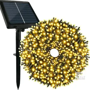 New Tcamp 33FT Waterproof 100LED Outdoor Solar Lights with 8 Lighting Modes Memory Function for Wedding Party Garden Decorations (Warm White)<br/>
