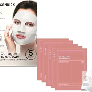 New 5-Pack Samnick Bio-Collagen Hydrogel Face Masks  – Deep Hydration, Firming & Anti-Aging Skincare with Natural Botanicals [exp 06/2028]
