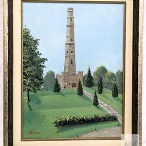 Vintage Signed Casey Kosnik Painting of the Stoney Creek Battlefield Monument on Canvas, Framed, 15.4" × 19.3"