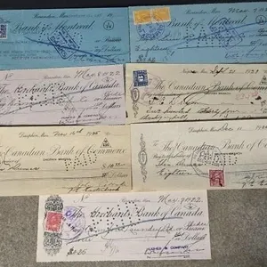 Merchant Bank & BMO cheques 1920's 1930's