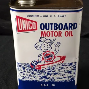 QUART UNICO OUTBOARD MOTOR OIL CAN UNITED COOPERATIVES ALLIANCE OHIO (FULL SEALED)