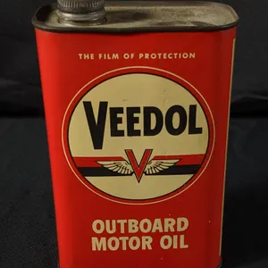 QUART VEEDOL OUTBOARD MOTOR OIL CAN TIDE WATER ASSOCIATED