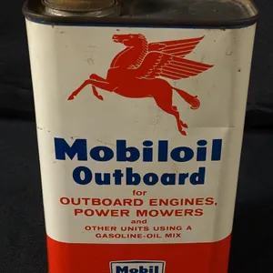 QUART MOBIL MOBILOIL OUTBOARD ENGINE & POWER MOWER OIL CAN