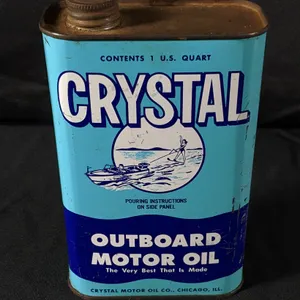 QUART CRYSTAL OUTBOARD MOTOR OIL CAN CHICAGO ILLINOIS
