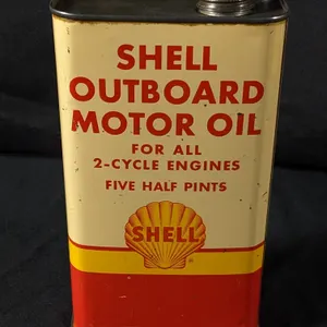 5 HALF PINTS OIL CAN SHELL OUTBOARD MOTOR OIL