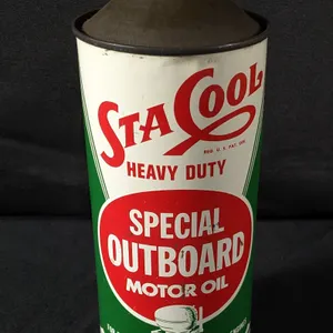 QUART STA COOL HEAVY DUTY SPECIAL OUTBOARD MOTOR OIL CAN BODIE HOOVER CHICAGO ILLINOIS