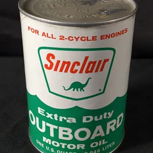 FULL COMPOITE QUART SINCLAIR EXTRA DUTY OUTBOARD MOTOR OIL CAN