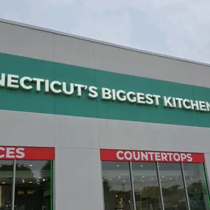Custom "Connecticut's Biggest Kitchen Showroom" illuminated channel letter sign. Individual letters spelling out "CONNECTICUT'S BIGGEST KITCHEN SHOWRO