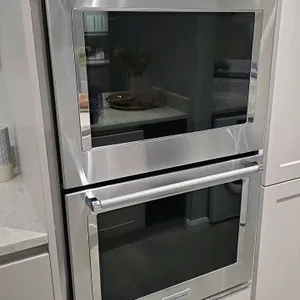 KitchenAid KODE300ESS04 30" built-in double electric oven. Features stainless steel construction with glass doors, blue porcelain interiors, and digit