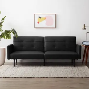 Malouf Futon Sofa Bed With Buttonless Tufting