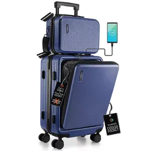 Travelarim 2-Piece Hard Luggage Set Navy Online Retail: $111