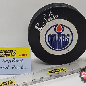 Autographed Oilers Hockey Puck : Bill Ranford (No COA)