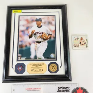 ALEX RODRIGUZ COLLECTOR COMBO : Framed & Matted Photo + World's Champion Card : Texas Rangers "AROD"