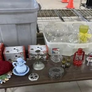 11+/- Mini Oil Lamps, Vases, 2 Sports Banks,