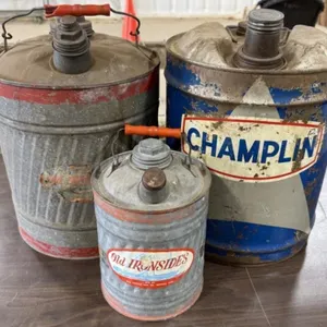 2 Galvanized Gas Cans, Champlin Oil Can