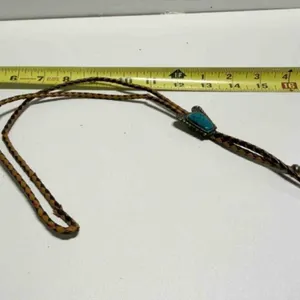 Men's Leather Bolo Tie w/Turquoise Bolo Slide