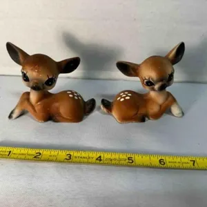 2 Porcelain Deer 3" Japan Christmas Reindeer