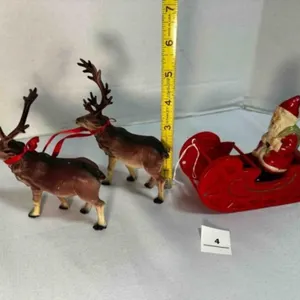 Celluloid Santa, Reindeer & Sled Made In Japan