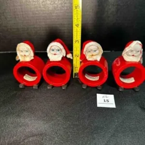 4 Plastic Santa Face Napkin wood napkins rings