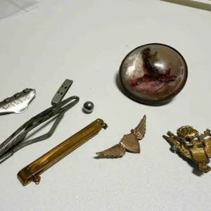 Vintage tie Clasps, Belt Buckle and pins