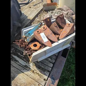 Lot of 7 Rusty Tractor Bucket Teeth and Hardware