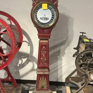 An Antique "Correct Weight One Cent" Cast Iron Floor Scale. (National Novelty Co., c. 1900) An ornate coin-operated penny scale with a red and gold ca