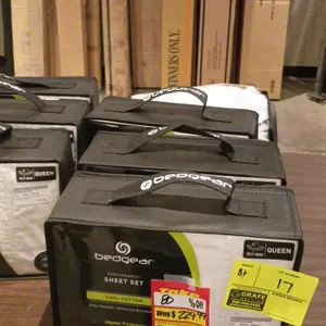 Bedgear and FreeMotion bedding accessory package lot. Includes Bedgear Cool Cotton performance sheet sets in Split Head Queen size, and FreeMotion uni