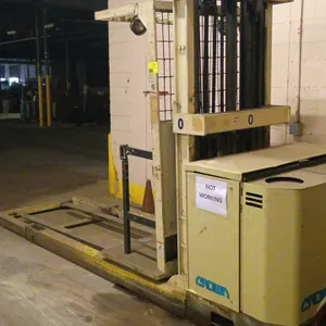 Crown 15SP48TT-S electric order picker. Features a 1,500 lb capacity, 210" lift height, operator platform, and forks. Designed for a 24V battery syste