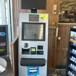 Pay Site metal self-service bill pay kiosk. Features a top-mounted ASUS LCD monitor, integrated touchscreen display, card reader, bill acceptor, check