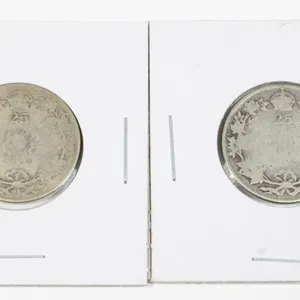 #51 Lot 1910's Worn 25 Cents Canada Silver Coins