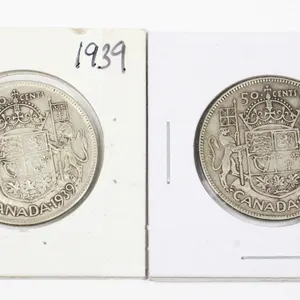 #43 WW2 1939 1940 Fifty Cents Canada Silver Coin