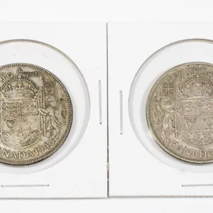 #46 Lot 1946 1947 Fifty Cents Canada Silver Coin