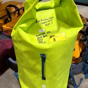 MEC COMMERCIAL BACKCOUNTRY EMERGENCY KIT IN BACKPACK DRY BAG INCLUDING SLEEPING BAG, TENT, FOOD, &