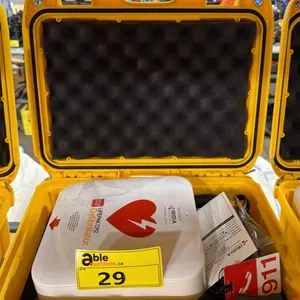 PHYSIO CONTROL LIFEPAK CR2 COMMERCIAL AED DEFIBRILLATOR IN NANUK 915 YELLOW HARD TRANSPORT CASE