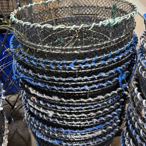 5 LADNER COMMERCIAL STAINLESS STEEL STACKING MESH PRAWN TRAPS