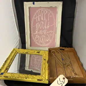 Wood Tray - Mirror- Framed Wall D�cor 19"x14"