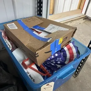 Box of Independence Day D�cor in Plastic Bin