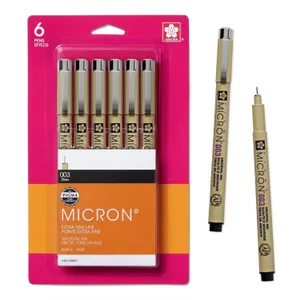 Sakura 50033 Pigma Micron Fineliner Pens 6pk Black