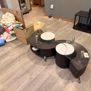 Glass Top Coffee Table w/ Stools