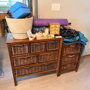 (2) Wicker Basket Drawer Unit w/ Contents