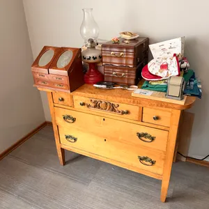Wooden Hutch Credenza w/ Contents