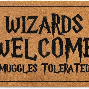 Wizards Welcome Tolerated Door Mat 30x17 Inch, Wizarding Doormat for Covered Outdoor Area, Wizarding Geeky Welcome Mat Outdoor Decor, Funny Nerd Gift,