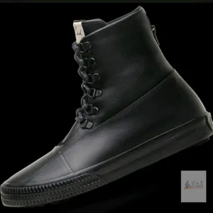 UNISEX New Size 4 Men's GROUNDED PEOPLE [Billie Black] Handmade Classic Lace Up High Top Fashion Sneakers Comfortable Walking Shoes - Made with Cruelt