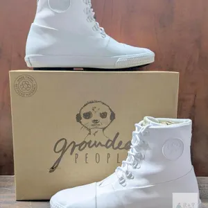 New Size 8W/6M GROUNDED PEOPLE [Sky] Handmade Classic Lace Up High Top Fashion Sneakers Comfortable Walking Shoes - Made with Cruelty Free Leather  Al